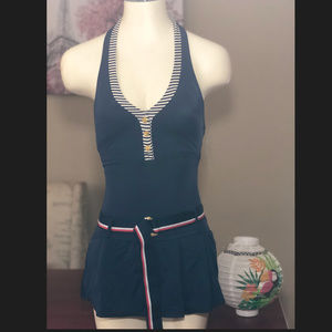 Tommy Hilfiger One Piece Swimsuit Navy SZ 6 SW3